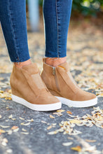 Load image into Gallery viewer, Known By All Camel Brown Wedge Sneakers