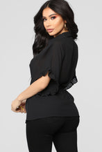 Load image into Gallery viewer, Ruffle Talk Button Down Shirt - Black
