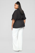 Load image into Gallery viewer, Ruffle Talk Button Down Shirt - Black