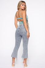 Load image into Gallery viewer, Cowl Play Velvet Crop Top - Aqua
