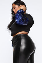 Load image into Gallery viewer, Feel Like Dancing Sequin Hoodie - Black/Blue

