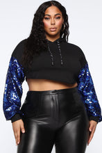 Load image into Gallery viewer, Feel Like Dancing Sequin Hoodie - Black/Blue

