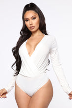 Load image into Gallery viewer, Small Little Lies Surplice Bodysuit - White
