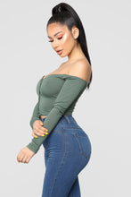 Load image into Gallery viewer, Talk That Talk Off Shoulder Top - Olive
