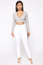 Load image into Gallery viewer, Slay In Surplice Top - Heather Grey
