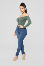 Load image into Gallery viewer, Talk That Talk Off Shoulder Top - Olive
