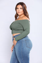 Load image into Gallery viewer, Talk That Talk Off Shoulder Top - Olive

