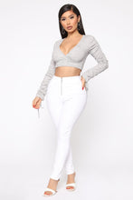 Load image into Gallery viewer, Slay In Surplice Top - Heather Grey
