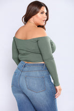 Load image into Gallery viewer, Talk That Talk Off Shoulder Top - Olive
