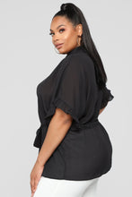Load image into Gallery viewer, Ruffle Talk Button Down Shirt - Black
