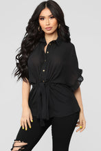 Load image into Gallery viewer, Ruffle Talk Button Down Shirt - Black
