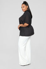 Load image into Gallery viewer, Ruffle Talk Button Down Shirt - Black
