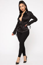 Load image into Gallery viewer, Meet You In The Office Satin Shirt - Black

