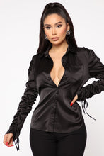 Load image into Gallery viewer, Meet You In The Office Satin Shirt - Black
