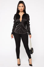 Load image into Gallery viewer, Meet You In The Office Satin Shirt - Black
