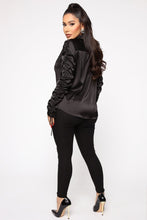 Load image into Gallery viewer, Meet You In The Office Satin Shirt - Black
