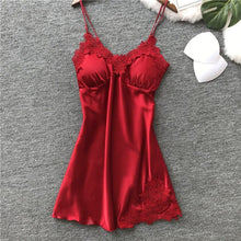 Load image into Gallery viewer, Women's Skirts Silk Satin Skirt Ladies Sexy Micro Skirt Sleepwear Satin Silk Babydoll Lace Sleep Mini Wide Skirt
