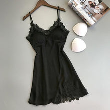 Load image into Gallery viewer, Women's Skirts Silk Satin Skirt Ladies Sexy Micro Skirt Sleepwear Satin Silk Babydoll Lace Sleep Mini Wide Skirt
