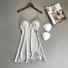 Load image into Gallery viewer, Women's Skirts Silk Satin Skirt Ladies Sexy Micro Skirt Sleepwear Satin Silk Babydoll Lace Sleep Mini Wide Skirt
