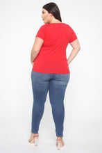 Load image into Gallery viewer, Jess V Neck Short Sleeve Top - Red
