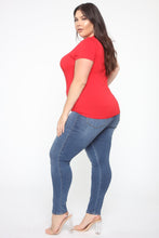 Load image into Gallery viewer, Jess V Neck Short Sleeve Top - Red
