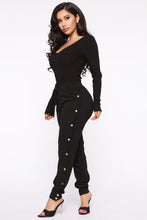 Load image into Gallery viewer, Sariah Double V Neck Ribbed Bodysuit - Black
