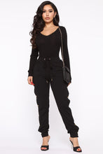 Load image into Gallery viewer, Sariah Double V Neck Ribbed Bodysuit - Black
