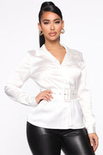 Load image into Gallery viewer, Promotion Ready Satin Belted Shirt - White
