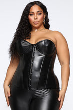 Load image into Gallery viewer, Running Through Lovers Faux Leather Corset - Black
