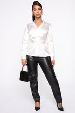 Load image into Gallery viewer, Promotion Ready Satin Belted Shirt - White
