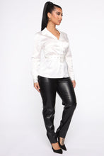Load image into Gallery viewer, Promotion Ready Satin Belted Shirt - White
