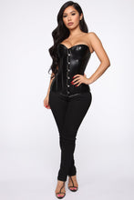Load image into Gallery viewer, Running Through Lovers Faux Leather Corset - Black
