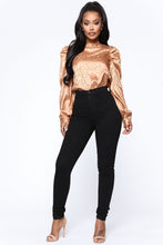 Load image into Gallery viewer, Fierce Vibes Leopard Satin Top - Cognac

