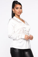 Load image into Gallery viewer, Promotion Ready Satin Belted Shirt - White
