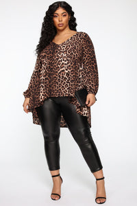 A Wild Animal Long Sleeve Tunic Top - Leopard