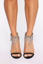 Load image into Gallery viewer, Raining Gems Heeled Sandals - Black
