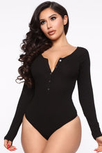 Load image into Gallery viewer, Hazel Ribbed Henley Bodysuit - Black
