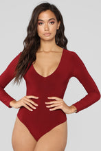 Load image into Gallery viewer, Louise V Neck Bodysuit - Burgundy
