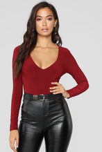 Load image into Gallery viewer, Louise V Neck Bodysuit - Burgundy
