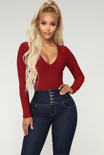 Load image into Gallery viewer, Louise V Neck Bodysuit - Burgundy
