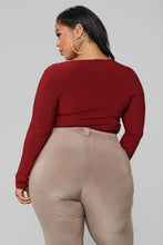Load image into Gallery viewer, Louise V Neck Bodysuit - Burgundy
