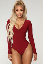 Load image into Gallery viewer, Louise V Neck Bodysuit - Burgundy
