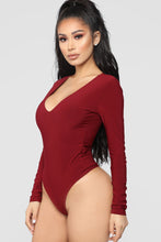 Load image into Gallery viewer, Louise V Neck Bodysuit - Burgundy
