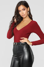Load image into Gallery viewer, Louise V Neck Bodysuit - Burgundy
