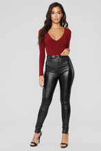 Load image into Gallery viewer, Louise V Neck Bodysuit - Burgundy
