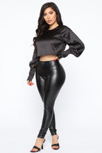 Load image into Gallery viewer, Just One Date Satin Top - Black
