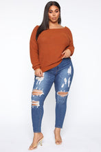 Load image into Gallery viewer, Cozy With Me Off Shoulder Top - Rust
