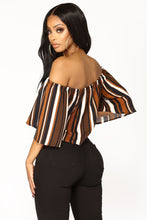 Load image into Gallery viewer, Alisha Off Shoulder Top - Black/Brown
