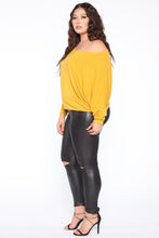Load image into Gallery viewer, Cuddle Me Tightly Off Shoulder Top - Mustard
