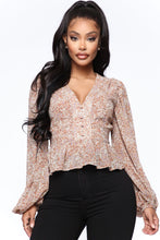 Load image into Gallery viewer, Always There Floral Blouse - Mocha/combo
